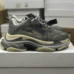 Balenciaga Triple S Gray replica sneakers featuring a chunky design, premium materials, and a stylish color palette, perfect for fashion enthusiasts looking for high-quality alternatives.