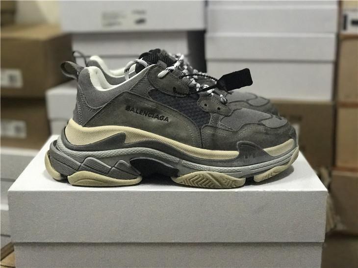 Balenciaga Triple S Gray replica sneakers featuring a chunky design, premium materials, and a stylish color palette, perfect for fashion enthusiasts looking for high-quality alternatives.