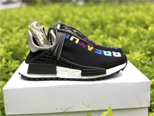 Adidas Human Race Black replica sneakers featuring a sleek black design, bold white branding, and a comfortable fit, perfect for style-conscious sneaker enthusiasts.