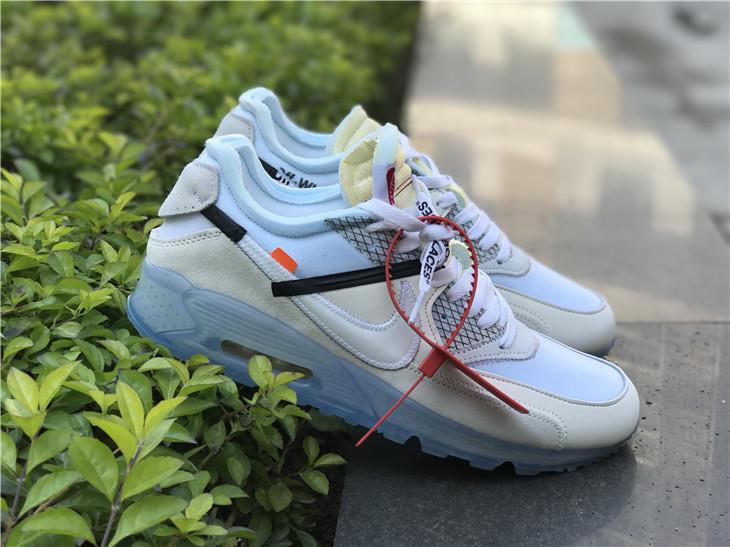 Off White X Nike Air Max 90 White AA7293 100 high-quality replica sneakers featuring a sleek white design, signature Off White details, and premium materials for style and comfort.