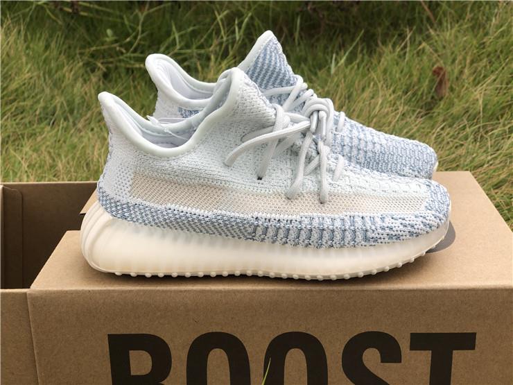 Adidas Yeezy Boost 350 V2 Cloud White Kids replica sneakers featuring a stylish design with a lightweight mesh upper, comfortable cushioning, and a translucent outsole, perfect for young sneaker enthusiasts.