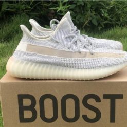 Adidas Yeezy Boost 350 V2 Lundmark high-quality replica sneakers featuring a stylish gray mesh upper, reflective detailing, and the signature Boost cushioning for comfort and performance.