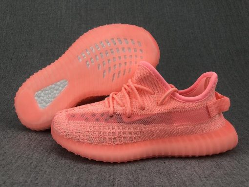 Adidas Yeezy Boost 350 V2 Pink GID EH5361 Kids replica sneakers showcasing a vibrant pink colorway with glow-in-the-dark features, designed for comfort and style in childrens footwear.