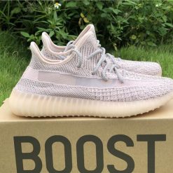 Adidas Yeezy Boost 350 V2 Synth Reflective FV5666 replica sneakers featuring a sleek design with a soft pink and gray upper, translucent stripe, and reflective accents, perfect for sneaker enthusiasts looking for high-quality alternatives.
