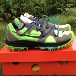 Off White X Nike Zoom Terra Kiger 5 Green CD8179 300 high-quality replica sneakers showcasing a vibrant green colorway with distinctive Off White branding and a sleek design, perfect for sneaker enthusiasts looking for stylish alternatives.
