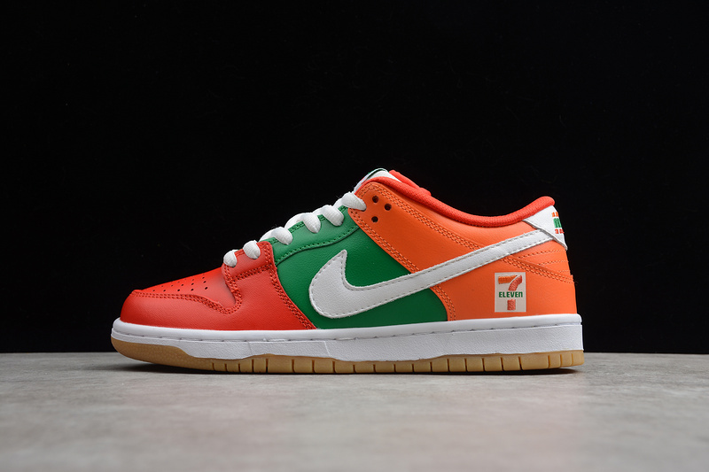 47 Eleven x Nike SB Dunk Low Orange Green replica sneakers featuring a vibrant orange and green colorway, designed for style and comfort.