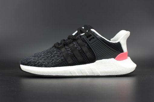 Adidas EQT Support 9317 Core Black Turbo replica sneakers showcased with a stylish design, featuring a black upper with bold turbo accents, ideal for sneaker enthusiasts seeking high-quality replicas.