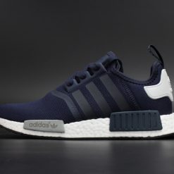Adidas NMD R1 Collegiate Navy Mesh S79161 high-quality replica sneakers featuring a sleek navy mesh upper, signature three stripes, and a comfortable cushioned sole, perfect for style and comfort.