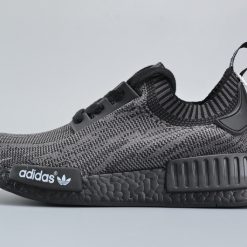 Adidas NMD R1 Friends And Family Pitch Black S80489 replica sneakers featuring a sleek all-black design, premium materials, and signature Boost cushioning for superior comfort and style.