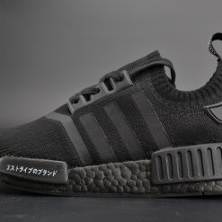 Adidas NMD R1 Primeknit Japan Triple Black BZ0220 high-quality replica sneakers featuring a sleek black design with a knitted upper and iconic NMD details.