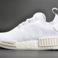 Adidas NMD R1 Primeknit Japan Triple White replica sneakers featuring a sleek all-white design, breathable Primeknit upper, and iconic Boost cushioning for ultimate comfort and style.