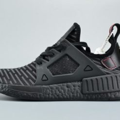 Adidas NMD XR1 Primeknit Triple Black replica sneakers featuring a sleek all-black knit upper, iconic three-stripe branding, and a comfortable Boost sole for style and performance.