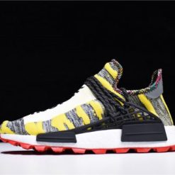 Adidas Pharrell X NMD HU Solar Pack Red replica sneakers featuring a bold red upper, unique design elements, and vibrant accents, perfect for sneaker enthusiasts seeking high-quality replicas.