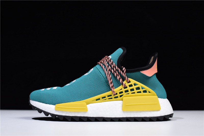 Adidas Pharrell x NMD Human Race Sun Glow replica sneakers featuring a vibrant orange and pink colorway, designed for style and comfort, perfect for sneaker enthusiasts and collectors.