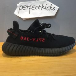 Adidas Yeezy Boost 350 V2 Black Red replica sneakers featuring a sleek black upper with vibrant red accents, perfect for sneaker enthusiasts seeking high-quality copies of the iconic design.