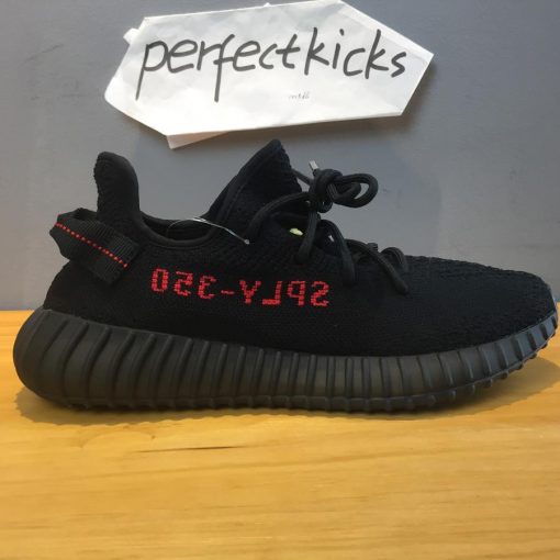 Adidas Yeezy Boost 350 V2 Black Red replica sneakers featuring a sleek black upper with vibrant red accents, perfect for sneaker enthusiasts seeking high-quality copies of the iconic design.