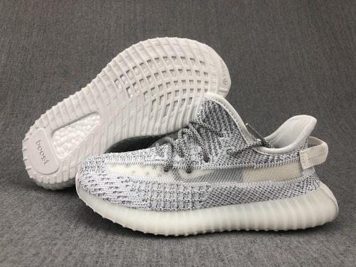 Adidas Yeezy Boost 350 V2 Static Reflective Kids replica sneakers featuring a stylish design with a reflective upper, perfect for young sneaker enthusiasts.