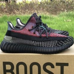 Adidas Yeezy Boost 350 V2 Yecheil replica sneakers featuring a vibrant multicolor upper, stylish black side stripes, and a comfortable boost sole, perfect for sneaker enthusiasts looking for high-quality replicas.