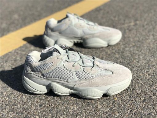 Adidas Yeezy Boost 500 Salt replica sneakers featuring a sleek design with a premium suede and mesh upper, chunky midsole for comfort, and stylish colorway perfect for casual wear.