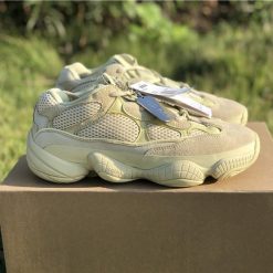 Adidas Yeezy Boost 500 Super Moon Yellow high-quality replica sneakers featuring a distinctive yellow hue, premium suede and mesh upper, and signature chunky silhouette, perfect for sneaker enthusiasts and collectors.