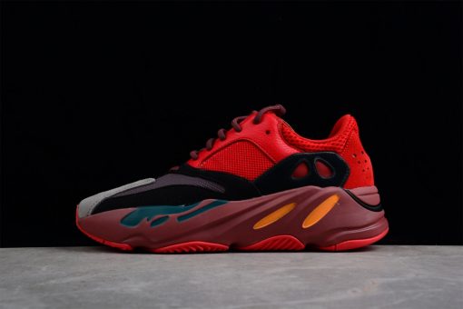 Adidas Yeezy Boost 700 Hi Res Red replica sneakers showcasing a vibrant red colorway, featuring a stylish silhouette and premium materials for a high-quality look and feel.