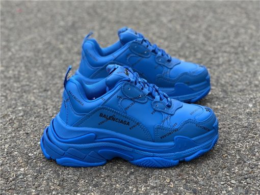 Balenciaga Allover Logo Triple S replica sneakers featuring a distinctive all-over logo design, showcasing high-quality craftsmanship and trendy streetwear style.