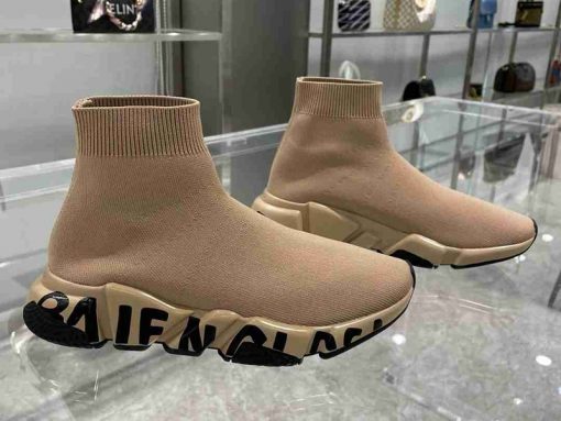 Balenciaga Graffiti Speed Beige Black Sneaker, high-quality replica sneakers featuring a unique graffiti design and stylish color combination for a trendy look.