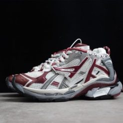 Balenciaga Runner White Burgundy Sneaker, high-quality replica sneakers showcasing a modern design with a stylish color combination, perfect for fashion-forward individuals.