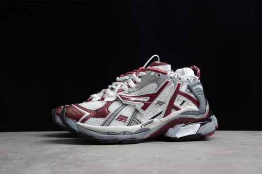 Balenciaga Runner White Burgundy Sneaker, high-quality replica sneakers showcasing a modern design with a stylish color combination, perfect for fashion-forward individuals.