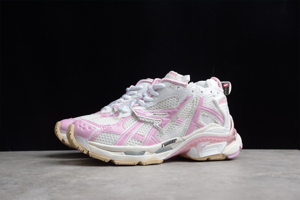 Wholesale Luxury Balenciaga Runner White Pink Sneaker, high-quality replica sneakers featuring a sleek design, comfortable fit, and trendy colorway suitable for casual and sporty outfits.