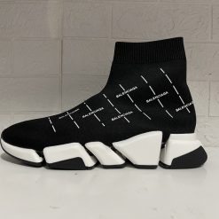 Balenciaga Speed 20 Logo Print Black Sneaker replica sneakers featuring a sleek design and high-quality materials, perfect for stylish and comfortable wear.