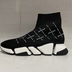 Balenciaga Speed 20 Logo Print Black Sneaker - high-quality replica sneakers featuring a sleek design and comfortable fit, ideal for style enthusiasts looking for luxury-inspired footwear.