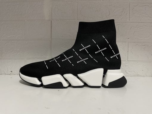 Balenciaga Speed 20 Logo Print Black Sneaker - high-quality replica sneakers featuring a sleek design and comfortable fit, ideal for style enthusiasts looking for luxury-inspired footwear.