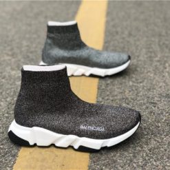 Balenciaga Speed Trainers Silver Grey high-quality replica sneakers featuring a sleek design and comfortable fit, perfect for casual wear and street style.