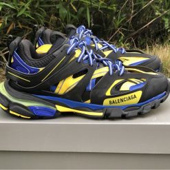 Wholesale Luxury Balenciaga Track Black Blue Yellow Sneaker featuring a stylish design and premium materials, perfect for sneaker enthusiasts seeking high-quality replica sneakers.