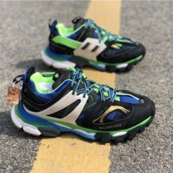 Balenciaga Track Black Green Sneaker replica sneakers featuring a contemporary design with bold color accents, perfect for casual wear and sneaker enthusiasts.