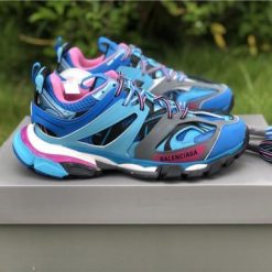 Balenciaga Track Blue Purple Sneaker replica sneakers featuring a stylish blend of blue and purple hues, capturing the essence of the original design with high-quality craftsmanship.
