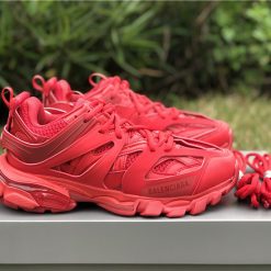 Balenciaga Track Bright Red Sneaker, high-quality replica sneakers featuring a bold red color, intricate design, and trendy aesthetic for sneaker enthusiasts.