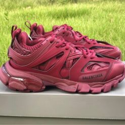 Balenciaga Track Dark Red Sneaker replica sneakers featuring a striking dark red colorway, intricate design details, and a robust sole, perfect for sneaker enthusiasts seeking high-quality alternatives.