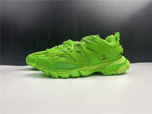 Wholesale Luxury Balenciaga Track Fluo Green Sneaker showcasing a vibrant neon green colorway, designed as high-quality replica sneakers for sneaker enthusiasts looking for stylish and affordable options.