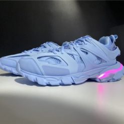 Balenciaga Track LED Light Blue Sneaker replica sneakers showcasing a stylish design with a vibrant blue color, perfect for sneaker enthusiasts seeking high-quality alternatives.