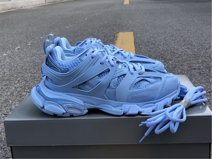 Balenciaga Track Light Blue Sneaker, high-quality replica sneakers showcasing a stylish design with unique color accents, perfect for fashion enthusiasts looking for a premium alternative.
