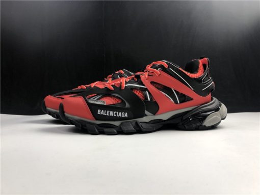 Balenciaga Track Red Black Gray Sneaker replica sneakers featuring a bold color palette and modern design, perfect for sneaker enthusiasts seeking high-quality replicas.
