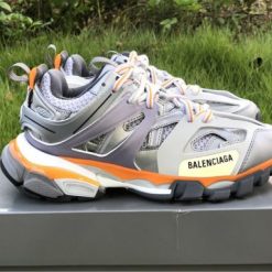 Balenciaga Track Silver Orange Purple Sneaker, high-quality replica sneakers featuring a vibrant color scheme and modern design elements.