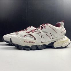 Balenciaga Track White Burgundy Sneaker - high-quality replica sneakers showcasing a modern design with a mix of white and burgundy colors, perfect for streetwear enthusiasts.