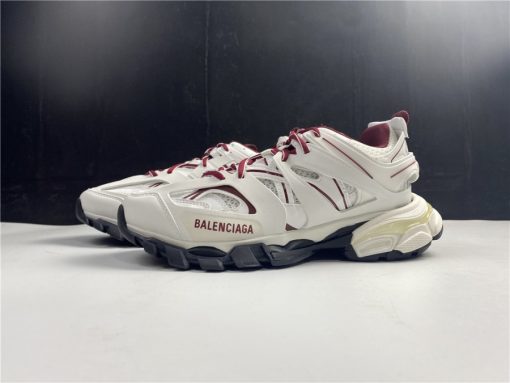 Balenciaga Track White Burgundy Sneaker - high-quality replica sneakers showcasing a modern design with a mix of white and burgundy colors, perfect for streetwear enthusiasts.