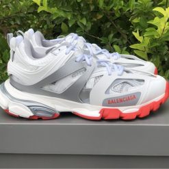 Balenciaga Track White Grey Red Sneaker - high-quality replica sneakers featuring a modern design with a mix of white, grey, and red colors, perfect for fashion enthusiasts looking for stylish footwear alternatives.