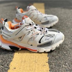 Balenciaga Track White Orange Sneaker, high-quality replica sneakers featuring a stylish design with a mixture of white and orange colors, perfect for fashion-forward individuals.