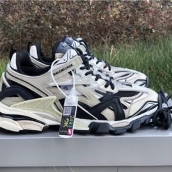 Balenciaga Track 2 Beige Black Sneaker replica sneakers featuring a stylish design with a mix of beige and black colors, perfect for fashion enthusiasts seeking high-quality alternatives.