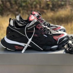 Balenciaga Track 2 Black Burgundy Sneaker replica sneakers featuring a stylish design, premium materials, and a comfortable fit, perfect for sneaker enthusiasts looking for high-quality alternatives.